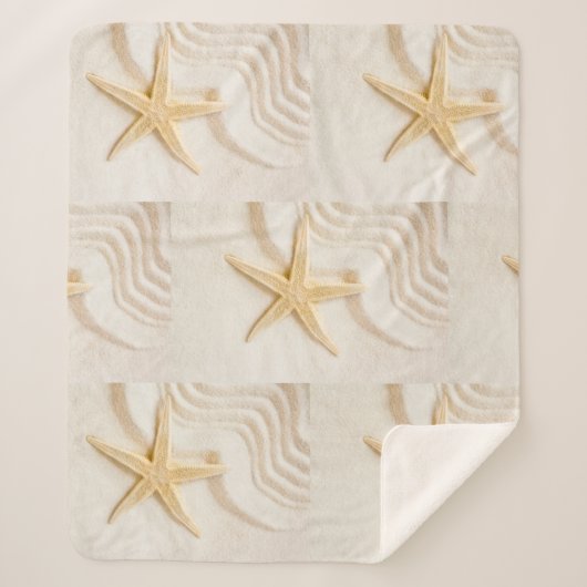 砂とヒトデの自然のニュートラル色 シェルパブランケット (正面)