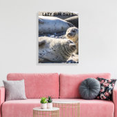 砂とリラックス小石の上のシールのキャンバス印刷 キャンバスプリント (インサイチュ (リビング))