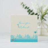 砂と水のブルー 記念日招待状 ビーチデザイン 招待状 (スタンド正面)