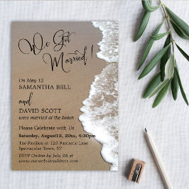 砂と泡のビーチ写真得結婚した 招待状
