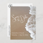 砂と泡のビーチ結婚式日付2bを保存 案内ポストカード (正面/裏面)