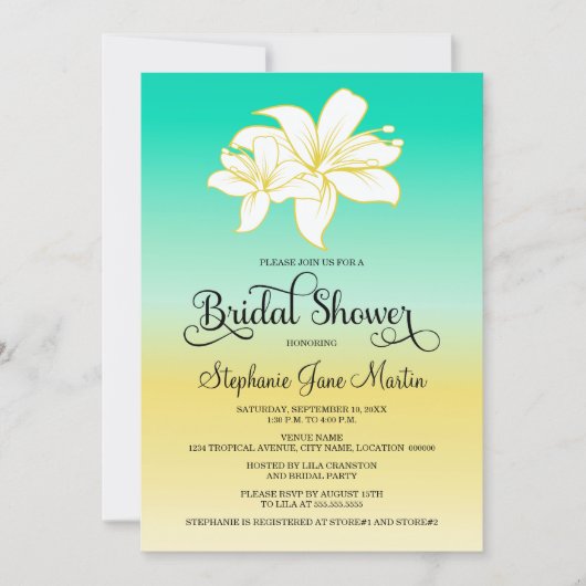 砂と海のカラーグラデーションブライダルシャワー 招待状 (正面)