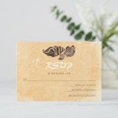 砂と海のシェル/ビーチ結婚式RSVP 出欠カード (スタンド正面)