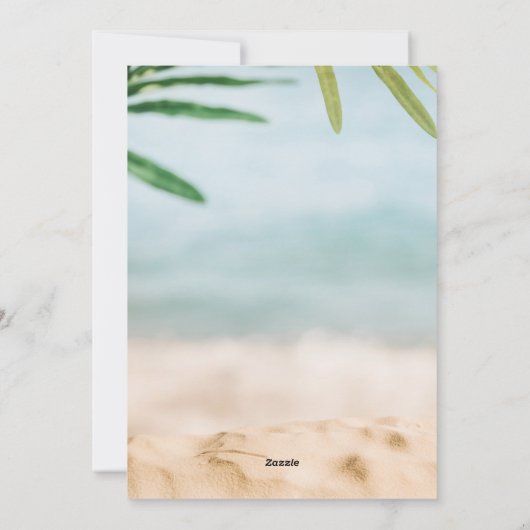 砂と海のビーチ写真クリスマス シーズンカード (裏面)