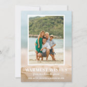 砂と海のビーチ写真クリスマス シーズンカード (正面)