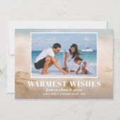 砂と海のビーチ写真クリスマス シーズンカード (正面)