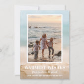 砂と海のビーチ写真クリスマス シーズンカード (正面)