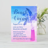 砂と海のヤシの木ビーチでの休暇招待状 招待状 (スタンド正面)
