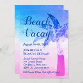 砂と海のヤシの木ビーチでの休暇招待状 招待状 (正面/裏面)