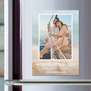 砂と海の写真クリスマス磁気カード マグネット招待状