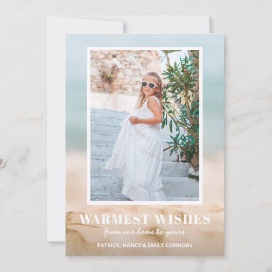 砂と海の写真クリスマス シーズンカード (正面)