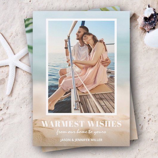 砂と海の写真クリスマス シーズンカード