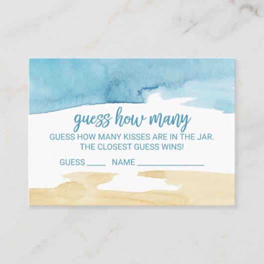 砂と海の数を推測するキスゲームカード プレイスカード (正面)