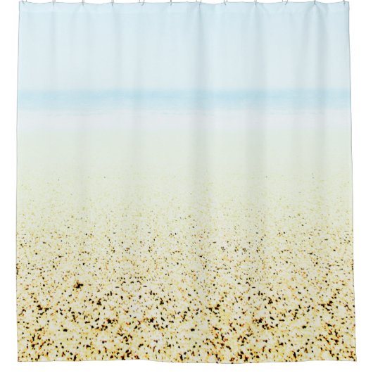 砂と海の穏やかな沿岸 シャワーカーテン (正面)