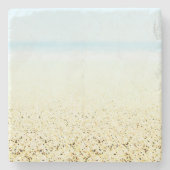 砂と海の穏やかな沿岸 ストーンコースター (正面)