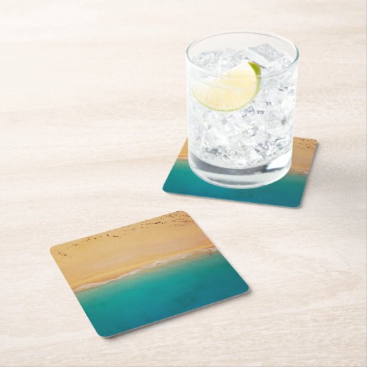 砂と海岸線 スクエアペーパーコースター (インサイチュ)