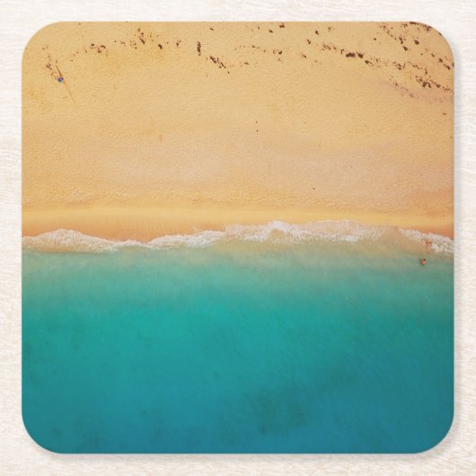 砂と海岸線 スクエアペーパーコースター (正面)
