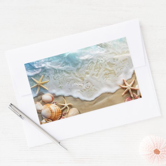 砂と海 長方形シール (封筒)