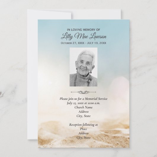 砂と空の葬儀招待状 (正面)