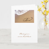 砂に二つのハート カード (黄色い花)