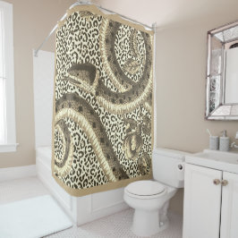 砂に入ったヒョウ シャワーカーテン