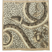 砂に入ったヒョウ シャワーカーテン (正面)