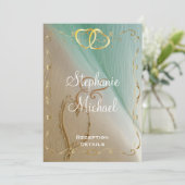 砂に彫られたハートの披露宴カード 招待状 (スタンド正面)