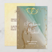 砂に彫られたハートの披露宴カード 招待状 (正面/裏面)