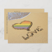 砂に描かれたゲイ レインボー ラブ ハート 招待状 (正面/裏面)