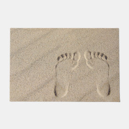 砂に裸足の足跡 ドアマット