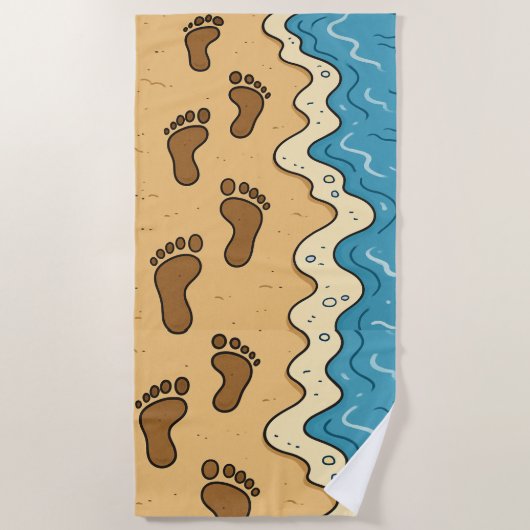 砂に足跡 ビーチタオル (正面)