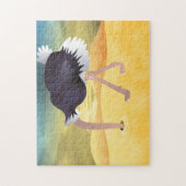 砂に頭を入れた漫画のダチョウ ジグソーパズル (縦)