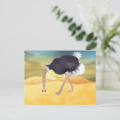 砂に頭を入れた漫画のダチョウ ポストカード (スタンド正面)