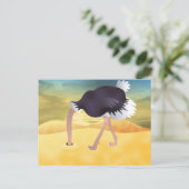 砂に頭を入れた漫画のダチョウ ポストカード (スタンド正面)