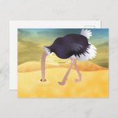 砂に頭を入れた漫画のダチョウ ポストカード (正面/裏面)