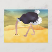 砂に頭を入れた漫画のダチョウ ポストカード (正面)