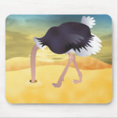 砂に頭を入れた漫画のダチョウ マウスパッド (正面)