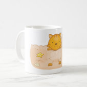 砂のお城のビーチにいるオレンジ色の猫 コーヒーマグカップ (正面左)
