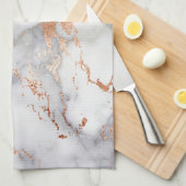 砂のアクセントと白い抽象芸術パターン キッチンタオル (四つ折り)