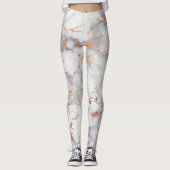 砂のアクセントと白の抽象芸術パターン レギンス (正面)