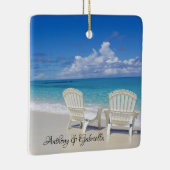 砂のオーナメントのAdirondackのパーソナライズな椅子 セラミックオーナメント (右)