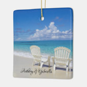 砂のオーナメントのAdirondackのパーソナライズな椅子 セラミックオーナメント (左)