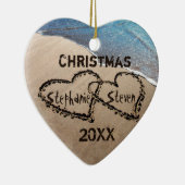 砂のカスタムなオーナメントのクリスマス20XX 2のハート セラミックオーナメント (右)