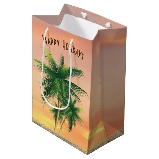 砂のクリスマスヤシの木 ミディアムペーパーバッグ (正面アングル)