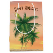 砂のクリスマスヤシの木 ミディアムペーパーバッグ (正面)