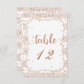 砂のストライプとローズゴールドの結婚式テーブルナンバー 招待状 (正面/裏面)