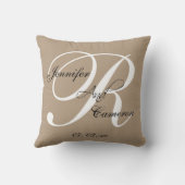 砂のタンの暗灰色のカスタムな結婚式の記念品の枕 クッション (裏面)