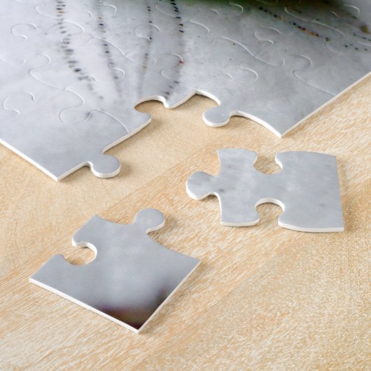 砂のティール(緑がかった色)の海ガラス ジグソーパズル (側面)