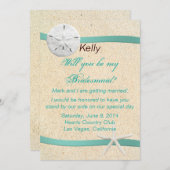 砂のドルビーチウェディング ブライズメイドカード 招待状 (正面/裏面)