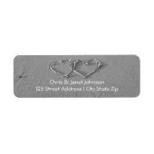 砂のハートに絡み合った差出人住所ラベル ラベル (正面)